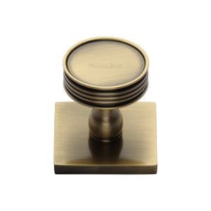 Venetian Cabinet Knob with Square Backplate by M Marcus - Heritage Brass
