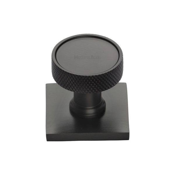 Florence Knurled Cabinet Knob with Square Backplate by M Marcus - Heritage Brass
