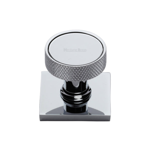 Florence Knurled Cabinet Knob with Square Backplate by M Marcus - Heritage Brass