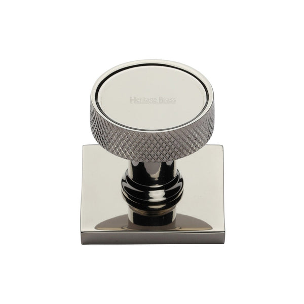 Florence Knurled Cabinet Knob with Square Backplate by M Marcus - Heritage Brass