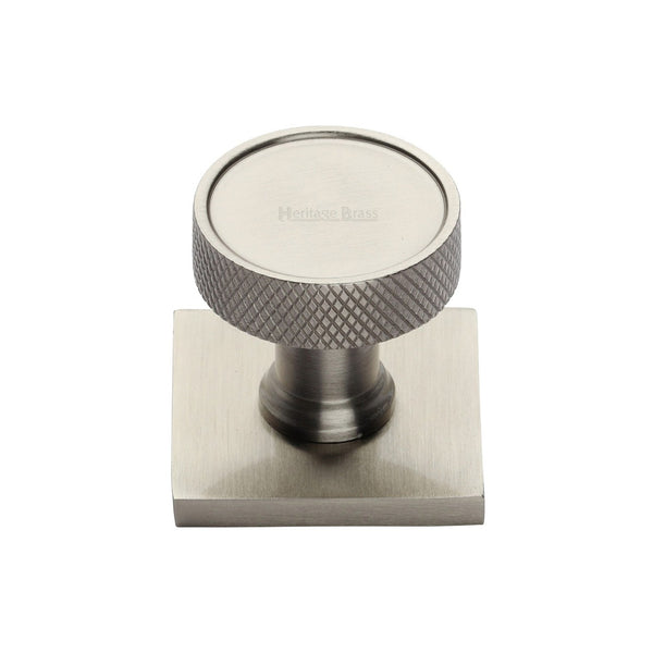 Florence Knurled Cabinet Knob with Square Backplate by M Marcus - Heritage Brass