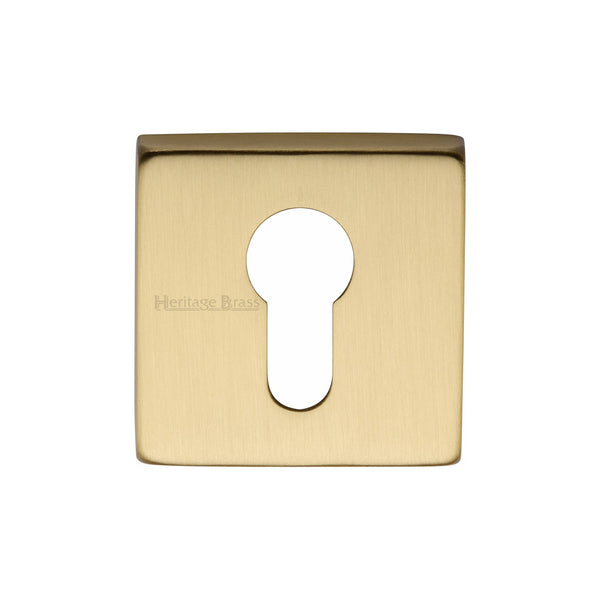 M Marcus - Heritage Brass, Euro Profile Cylinder Escutcheon Square - SQ5004, Escutcheons & Privacy Thumbturns, Escutcheons