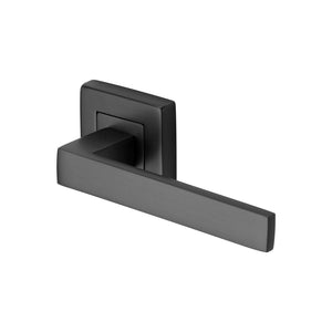 Delta Sq Door Handle on Square Rose by M Marcus - Heritage Brass