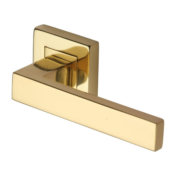 M Marcus - Heritage Brass, Delta Sq Door Handle on Square Rose, Door Handles, Door Handles on Square Rose