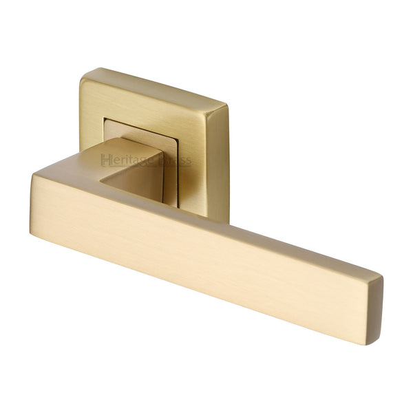 M Marcus - Heritage Brass, Delta Sq Door Handle on Square Rose, Door Handles, Door Handles on Square Rose