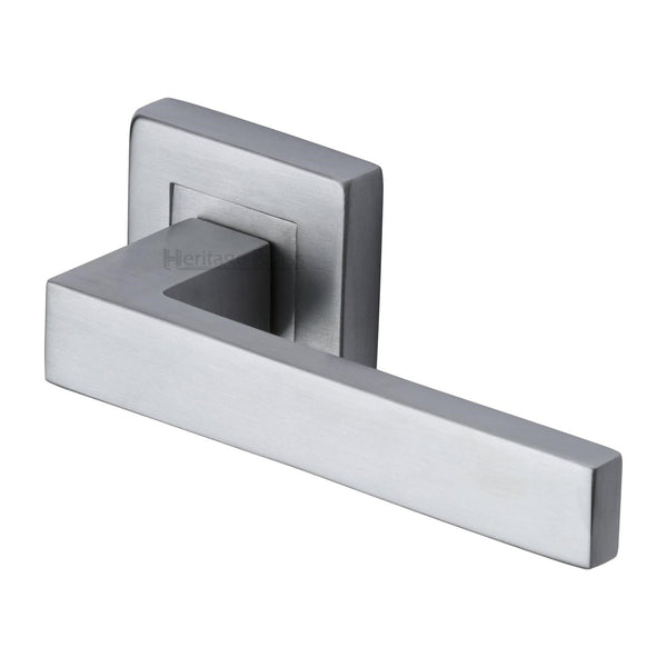 M Marcus - Heritage Brass, Delta Sq Door Handle on Square Rose, Door Handles, Door Handles on Square Rose