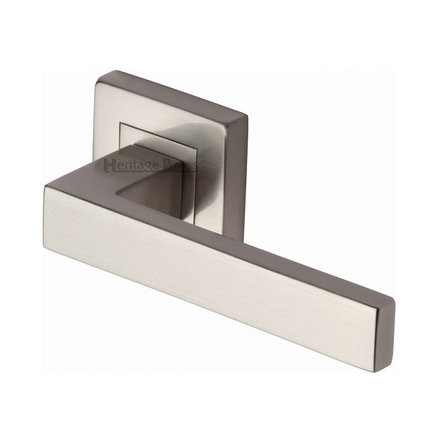 M Marcus - Heritage Brass, Delta Sq Door Handle on Square Rose, Door Handles, Door Handles on Square Rose