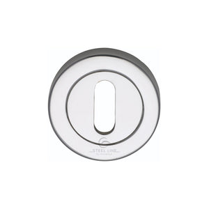 M Marcus - Heritage Brass, Steel Line Standard Key Escutcheon Round, Escutcheons & Privacy Thumbturns, Escutcheons