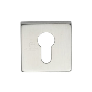 M Marcus - Heritage Brass, Steel Line Square Euro Escutcheon, Escutcheons & Privacy Thumbturns, Escutcheons