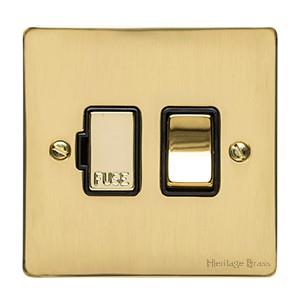 Heritage Brass Electrical, Elite Flat Plate Range - Polished Brass - Switched Spur (13 Amp), Switched Spur (13 Amp), 13 Amp Fused Spur Units, Switched Spur (13 Amp)