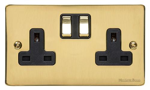 Elite Flat Plate Range - Polished Brass - Double Socket (13 Amp)