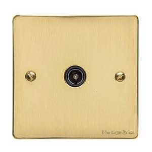 Elite Flat Plate Range - Polished Brass - 1 Gang Non-Isolated TV Coaxial Socket