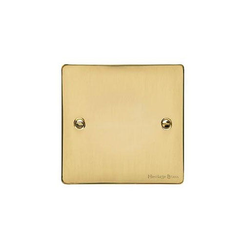 Elite Flat Plate Range Polished Brass Switches & Sockets, T01 - Single Blank Plate by Heritage Brass By M-Marcus