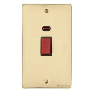 Elite Flat Plate Range Polished Brass Switches & Sockets, T01 - 45A DP Cooker Switch with Neon (tall plate) by Heritage Brass By M-Marcus