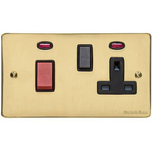 Elite Flat Plate Range Polished Brass Switches & Sockets, T01 - 45A Cooker Unit + 13A Socket by Heritage Brass By M-Marcus