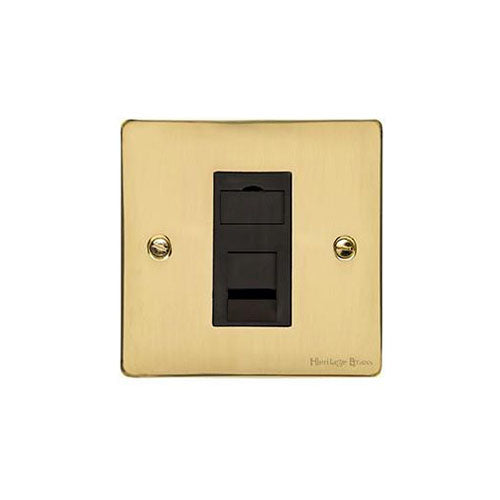 Elite Flat Plate Range Polished Brass Switches & Sockets, T01 - 1 Gang RJ45 by Heritage Brass By M-Marcus