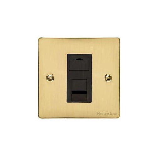 Elite Flat Plate Range Polished Brass Switches & Sockets, T01 - 1 Gang RJ45 by Heritage Brass By M-Marcus