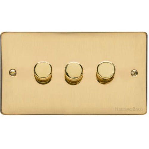 Elite Flat Plate Range Polished Brass Switches & Sockets, T01 - 3G Multi Location Primary Dimmer by Heritage Brass By M-Marcus