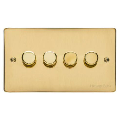 Elite Flat Plate Range Polished Brass Switches & Sockets, T01 - 4G Multi Location Secondary Dimmer by Heritage Brass By M-Marcus