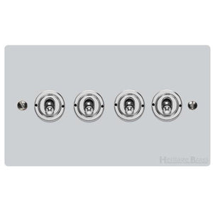 Elite Flat Plate Range Polished Chrome Switches & Sockets, T02 - 4 Gang Toggle Switch by Heritage Brass By M-Marcus
