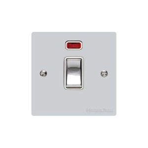 Elite Flat Plate Range Polished Chrome Switches & Sockets, T02 - 20A Double Pole Switch with Neon by Heritage Brass By M-Marcus