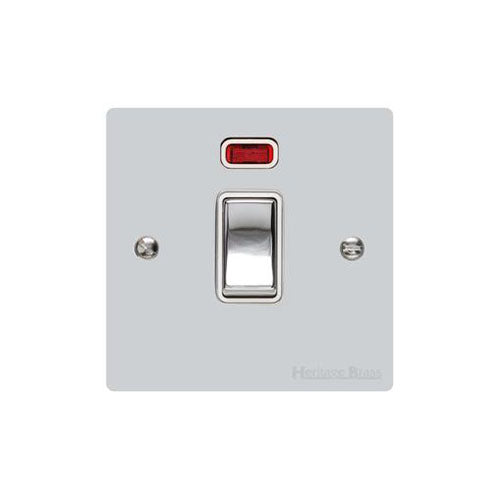 Elite Flat Plate Range Polished Chrome Switches & Sockets, T02 - 20A Double Pole Switch with Neon by Heritage Brass By M-Marcus