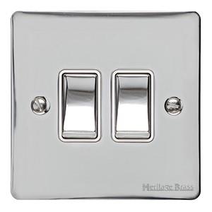 Elite Flat Plate Range - Polished Chrome - 2 Gang Switch (10 Amp)