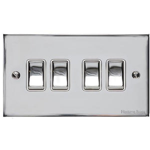 Elite Flat Plate Range Polished Chrome Switches & Sockets, T02 - 4 Gang Rocker Switch by Heritage Brass By M-Marcus