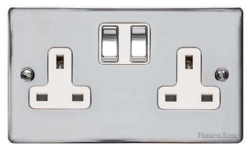 Elite Flat Plate Range - Polished Chrome - Double Socket (13 Amp)