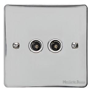 Elite Flat Plate Range - Polished Chrome - 2 Gang TV Coaxial Socket