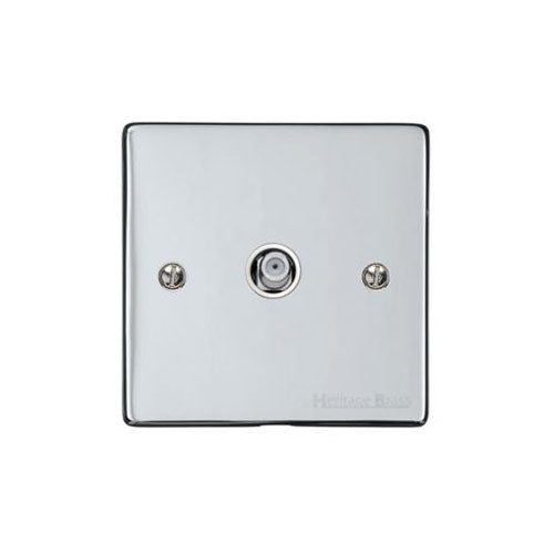 Elite Flat Plate Range Polished Chrome Switches & Sockets, T02 - 1 Gang Satellite Socket by Heritage Brass By M-Marcus