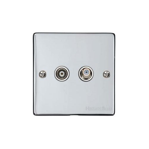 Elite Flat Plate Range Polished Chrome Switches & Sockets, T02 - TV/Satellite Socket by Heritage Brass By M-Marcus