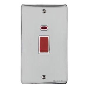 Elite Flat Plate Range Polished Chrome Switches & Sockets, T02 - 45A DP Cooker Switch with Neon (tall plate) by Heritage Brass By M-Marcus