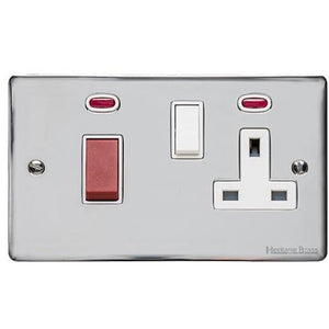 Elite Flat Plate Range Polished Chrome Switches & Sockets, T02 - 45A Cooker Unit + 13A Socket by Heritage Brass By M-Marcus