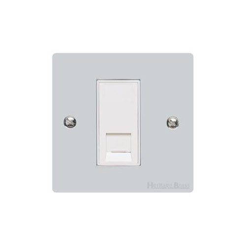 Elite Flat Plate Range Polished Chrome Switches & Sockets, T02 - 1 Gang RJ11 by Heritage Brass By M-Marcus