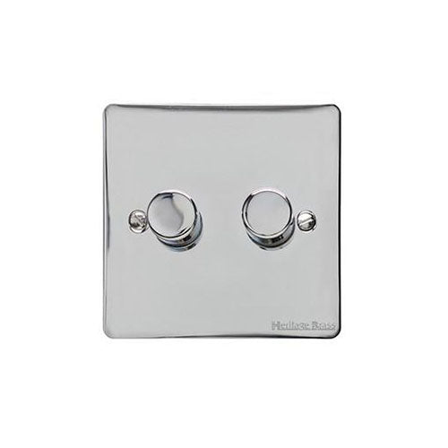 Elite Flat Plate Range Polished Chrome Switches & Sockets, T02 - 2G Multi Location Secondary Dimmer by Heritage Brass By M-Marcus
