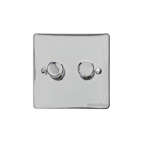 Elite Flat Plate Range Polished Chrome Switches & Sockets, T02 - 2G Multi Location Secondary Dimmer by Heritage Brass By M-Marcus