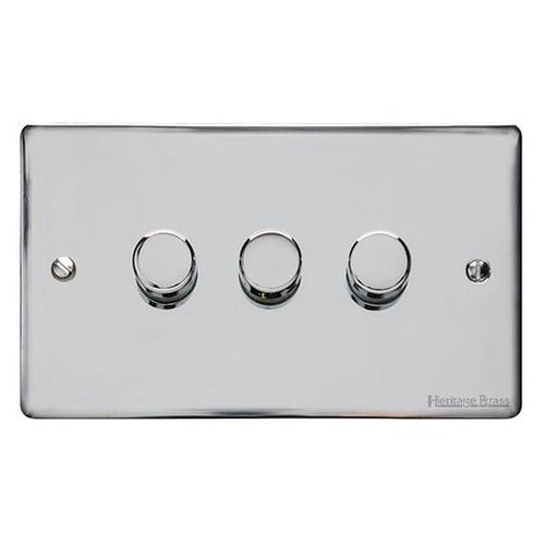 Elite Flat Plate Range Polished Chrome Switches & Sockets, T02 - 3G Multi Location Primary Dimmer by Heritage Brass By M-Marcus