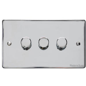Elite Flat Plate Range Polished Chrome Switches & Sockets, T02 - 3G Multi Location Primary Dimmer by Heritage Brass By M-Marcus