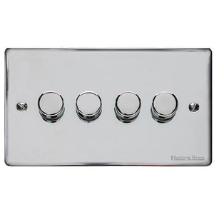 Elite Flat Plate Range Polished Chrome Switches & Sockets, T02 - 4G Multi Location Secondary Dimmer by Heritage Brass By M-Marcus