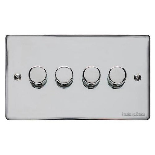 Elite Flat Plate Range Polished Chrome Switches & Sockets, T02 - 4G Multi Location Primary Dimmer by Heritage Brass By M-Marcus