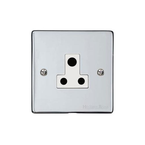 Elite Flat Plate Range Polished Chrome Switches & Sockets, T02 - 5 Amp 3 Round Pin Socket by Heritage Brass By M-Marcus