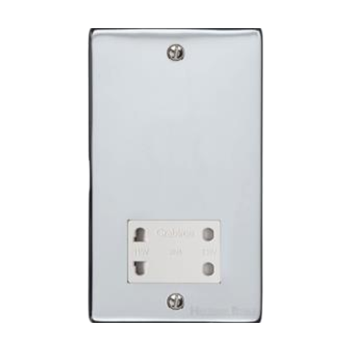 Elite Flat Plate Range Polished Chrome Switches & Sockets, T02 - Shaver Socket Output Voltage 110/240V by Heritage Brass By M-Marcus