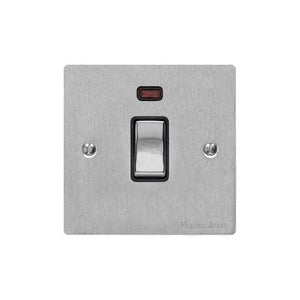 Elite Flat Plate Range Satin Chrome Switches & Sockets, T03 - 20A Double Pole Switch with Neon by Heritage Brass By M-Marcus