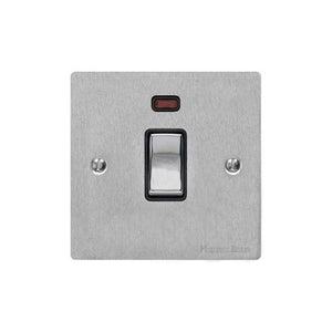 Elite Flat Plate Range Satin Chrome Switches & Sockets, T03 - 20A Double Pole Switch with Neon by Heritage Brass By M-Marcus