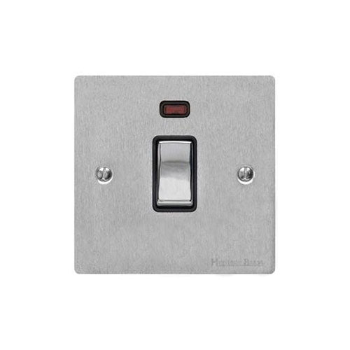 Elite Flat Plate Range Satin Chrome Switches & Sockets, T03 - 20A Double Pole Switch with Neon by Heritage Brass By M-Marcus