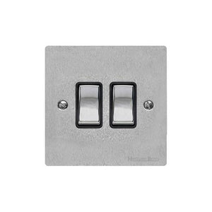 Elite Flat Plate Range Satin Chrome Switches & Sockets, T03 - 2 Gang Rocker Switch by Heritage Brass By M-Marcus