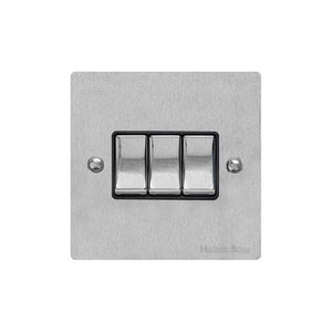Elite Flat Plate Range Satin Chrome Switches & Sockets, T03 - 3 Gang Rocker Switch by Heritage Brass By M-Marcus