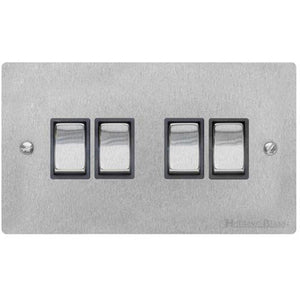 Richmond Elite Range Satin Chrome Switches & Sockets, LP3 - 4 Gang Rocker Switch by Heritage Brass By M-Marcus