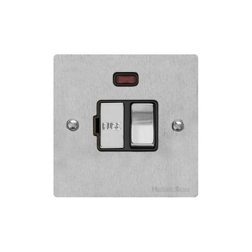 Elite Flat Plate Range Satin Chrome Switches & Sockets, T03 - Switched Spur with Neon (13 Amp) by Heritage Brass By M-Marcus